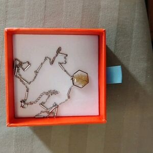 Silver Necklace with Hexagonal Pendant